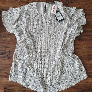 Adrianna Papell Monochrome Dotted Blouse